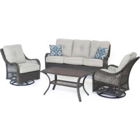 ALMO FULFILLMENT SERVICES LLC Hanover® Orleans 4 Piece All Weather Patio Set, Silver Lining/Gray ORLEANS4PCSW-G-SLV